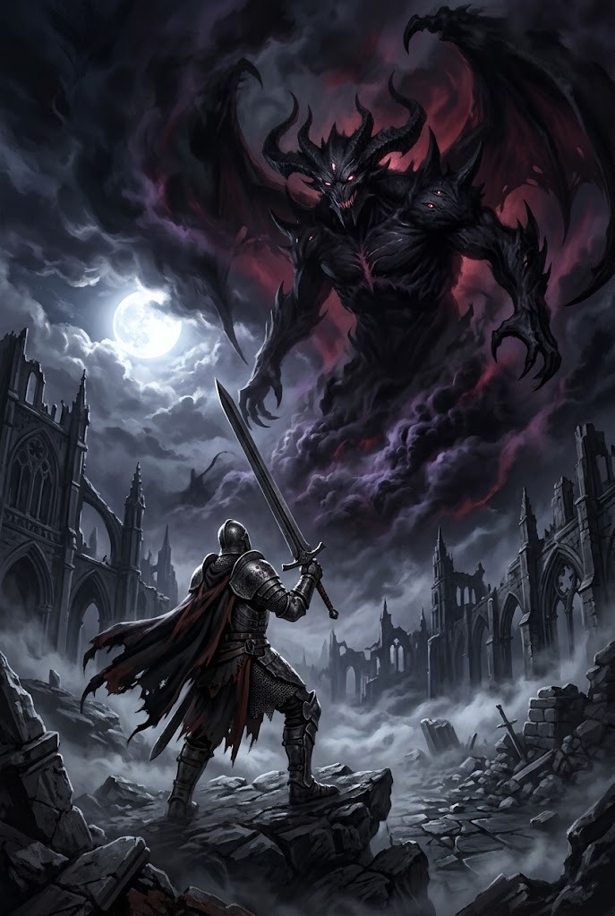 Berserk Guts battling demon dark fantasy 4K wallpaper with Dragonslayer sword